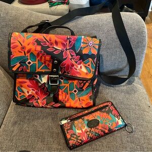 Fossil floral print messenger bag and wallet set